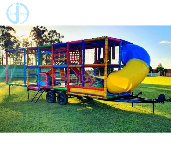 Movable playground with trailer